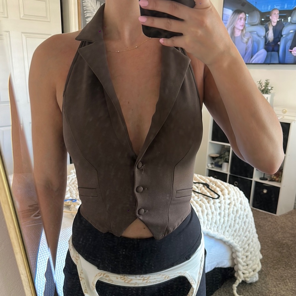 Brown Halter Vest Top